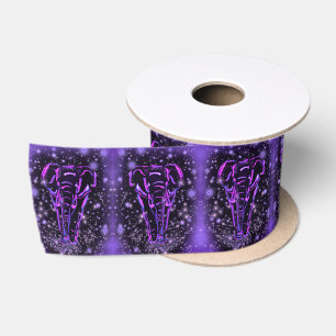En Satin Ruban Eléphants rose violet néon