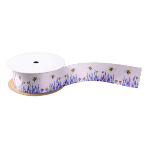 En Satin Ruban Fleurs de printemps et abeilles
