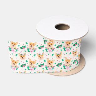 En Satin Ruban floral de Corgi mignon