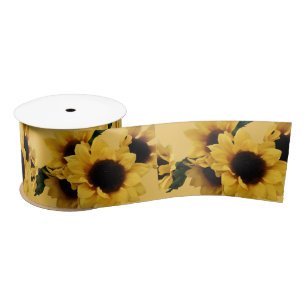 En Satin Ruban floral de tournesol jaune