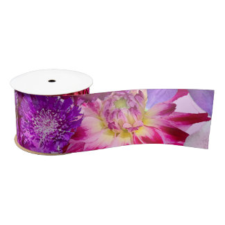 En Satin ruban floral, ruban floral rose,