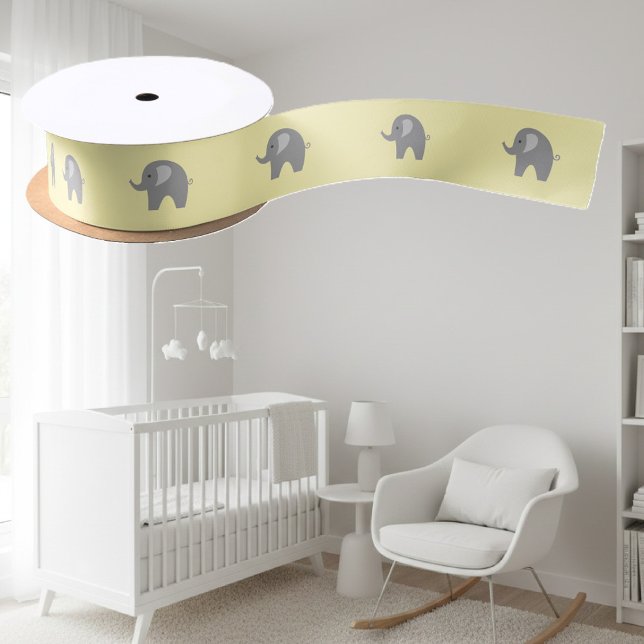 En Satin Ruban gris mignon de baby shower d'éléphant de (baby shower gift ribbon)