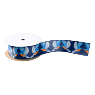 En Satin Ruban oriental volant d'oiseau bleu