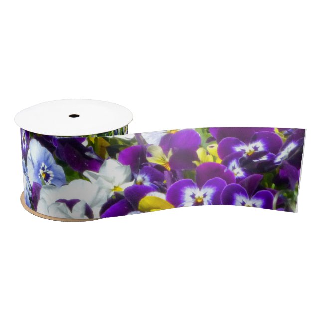 En Satin Ruban Pansies (Bobine)