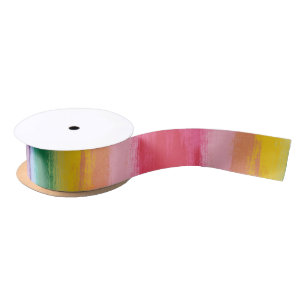 En Satin Ruban peint d'arc-en-ciel