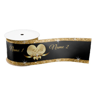 En Satin Ruban personnalisé du cinquantième Mariage anniv