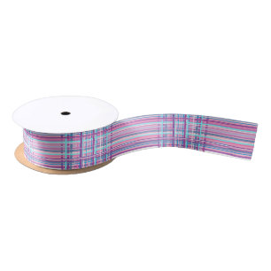 En Satin ruban pourpre rose de plaid