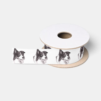 En Satin Ruban principal d'art de chien de border collie