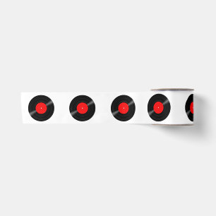 En Satin Ruban Retro Vinyl Record 3" avec Étiquette rouge