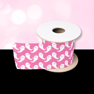 En Satin Ruban rose de Halloween à motif de fantôme mignon 