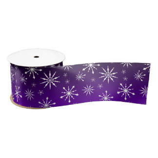 En Satin Ruban satiné à flocon de neige violet/noir