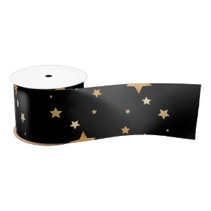 En Satin Ruban satiné aux étoiles dorées