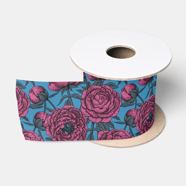 En Satin Ruban satiné du jardin de pivoines (Bobine)