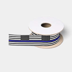 En Satin Ruban Thin Blue Line, drapeau américain police / É