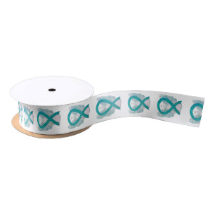 En Satin Sensibilisation turquoise Angels de ruban Dessins 
