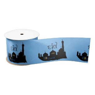 En Satin Silhouette de la mosquée Eid Moubarak - Ruban