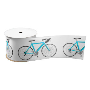 En Satin Vélo Turquoise sur ruban satiné blanc