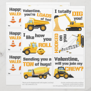 En-tête De Lettre 6 Construction Camion Classroom Valentine Cartes