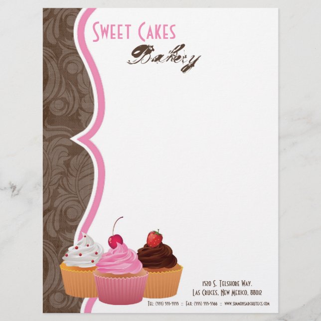 En-tête De Lettre 8.5x11 Coupe gâteaux boulangerie Sweet Traitements (Devant)