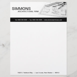 En-tête De Lettre 8,5x11 Noir Architectural Blue Print Letter Head