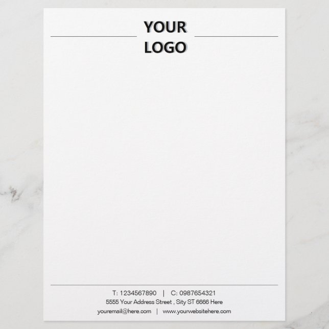 En-tête De Lettre Adresse du logo personnalisé Coordonnées en-tête (Devant)