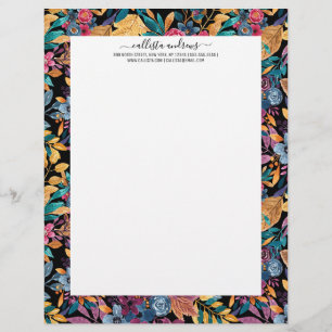 En-tête De Lettre Affaire mixte Floral Leaves Berry Watercolor