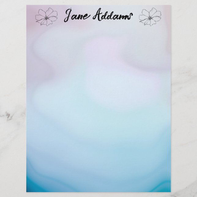En-tête De Lettre Agate bleu et rose (Devant)