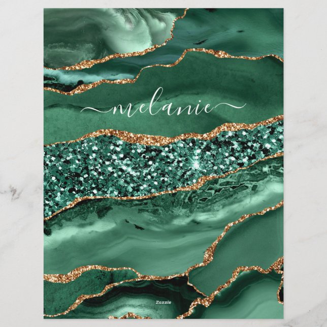 En-tête De Lettre Agate Green Gold Parties scintillant Geode Marbre  (Dos)