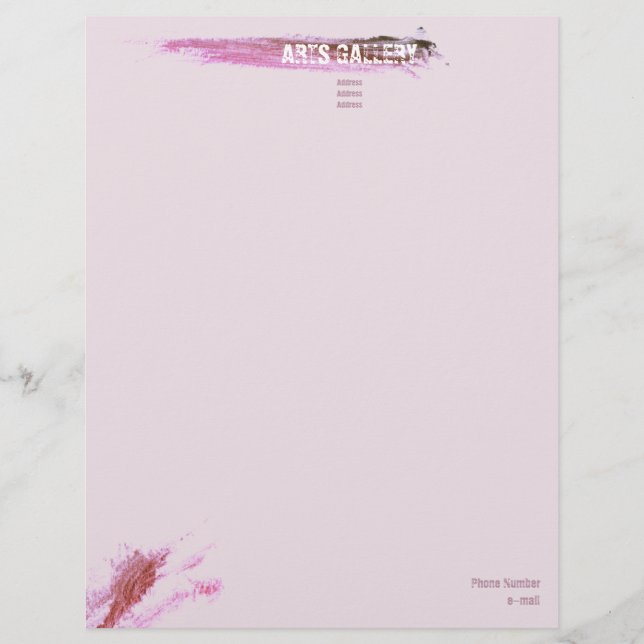 En-tête De Lettre Amiable Brosse rose Tirages Tirage À Main (Devant)