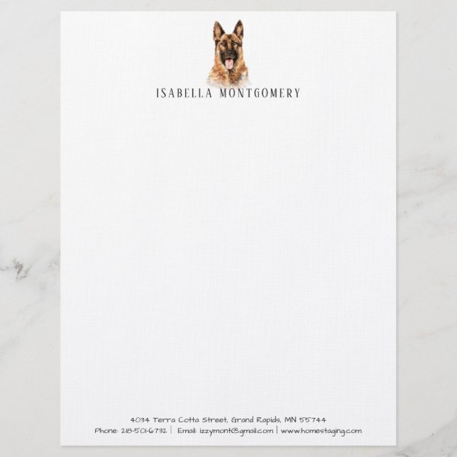 En-tête De Lettre Aquarelle en-tête de berger allemand (Devant)