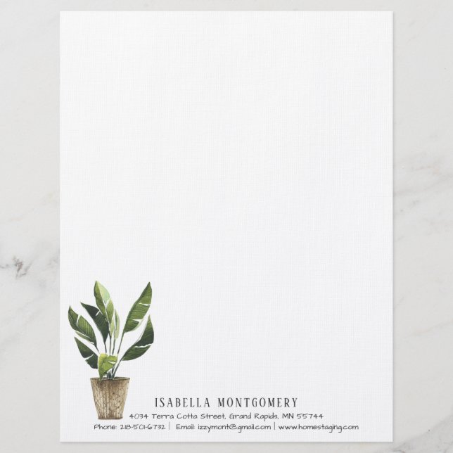 En-tête De Lettre Aquarelle en-tête Plante pointillé Personnalisé (Devant)
