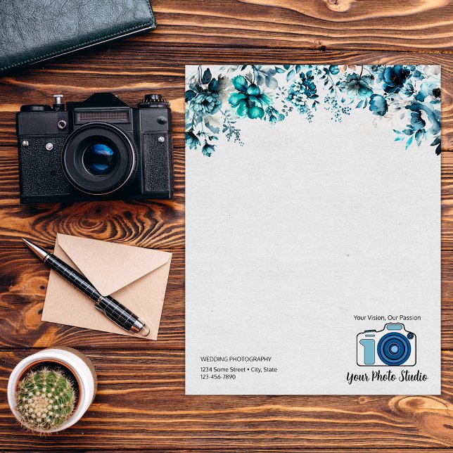 En-tête De Lettre Aquarelle florale marine logo personnalisé (Créateur téléchargé)