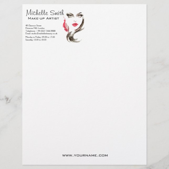 En-tête De Lettre Aquarelle maquillage visage marque artiste (Devant)
