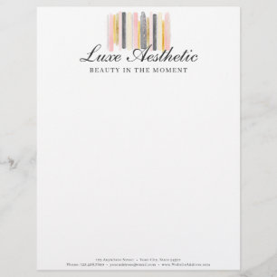 En-tête De Lettre Aquarelle rose et Rose or couleur rose paint logo