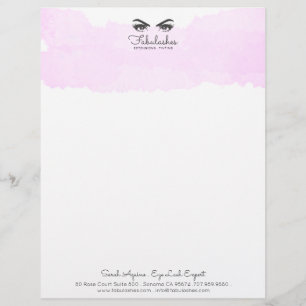 En-tête De Lettre Aquarelle Rose Glam Yeux Et Lashes Artiste De Maqu