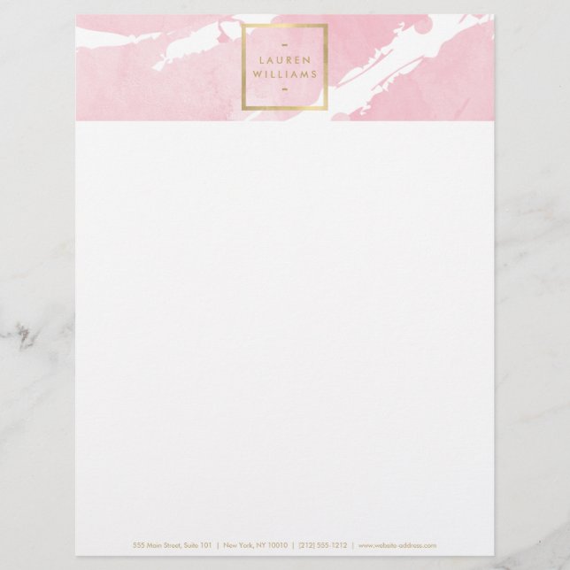 En-tête De Lettre Aquarelle rose pastel Abstraite (Devant)