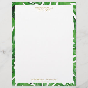 En-tête De Lettre Aquarelle Tropical Monstera Feuille Motif