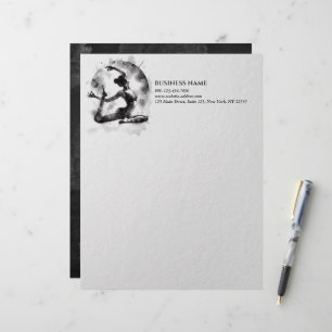 En-tête De Lettre Aquarelle Yoga Reiki Pose King Pigeon à une jambe