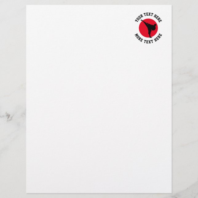 En-tête De Lettre Arts martiaux personnalisés karaté kick silhouette (Devant)