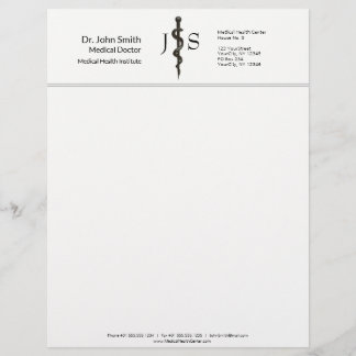 En-tête De Lettre Asclepius Médicale professionnel Noir Simple Blanc