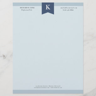 En-tête De Lettre Ash Blue Elegant Bold Monogram Coordonnées