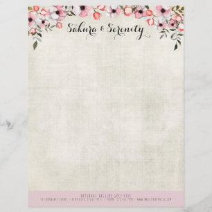 En-tête De Lettre Avec Motif Aquarelle naturelle de Sakura en fleur de cerisier