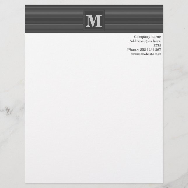 En-tête De Lettre Avec Motif Bandes de charbon de monogramme (Devant)