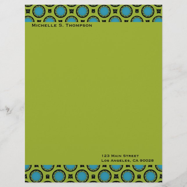 En-tête De Lettre Avec Motif cercles verts de turquoise (Devant)
