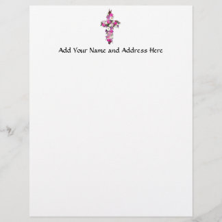 En-tête De Lettre Avec Motif Croix de fleurs/fleurs