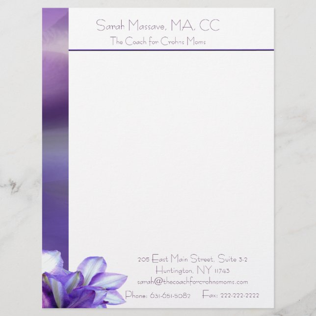 En-tête De Lettre Avec Motif Élégance florale violette 1 (Devant)