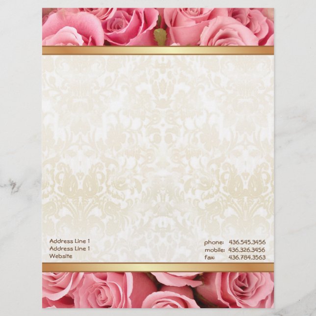 En-tête De Lettre Avec Motif Élégance rose (Devant)