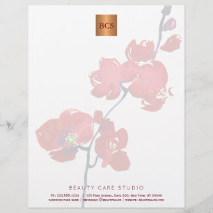 En-tête De Lettre Avec Motif Floral élégant or métallique cuivre monogrammé