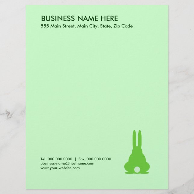 En-tête De Lettre Avec Motif Lapin Vert (Devant)