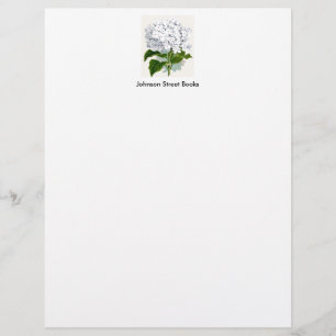 En-tête De Lettre Avec Motif Page botanique vintage - hortensia blanc